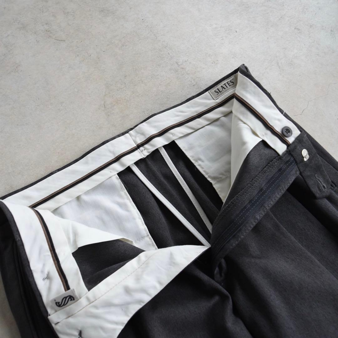 90s SLATES スレイツ ツータックスラックス ダークグレーW34 L31