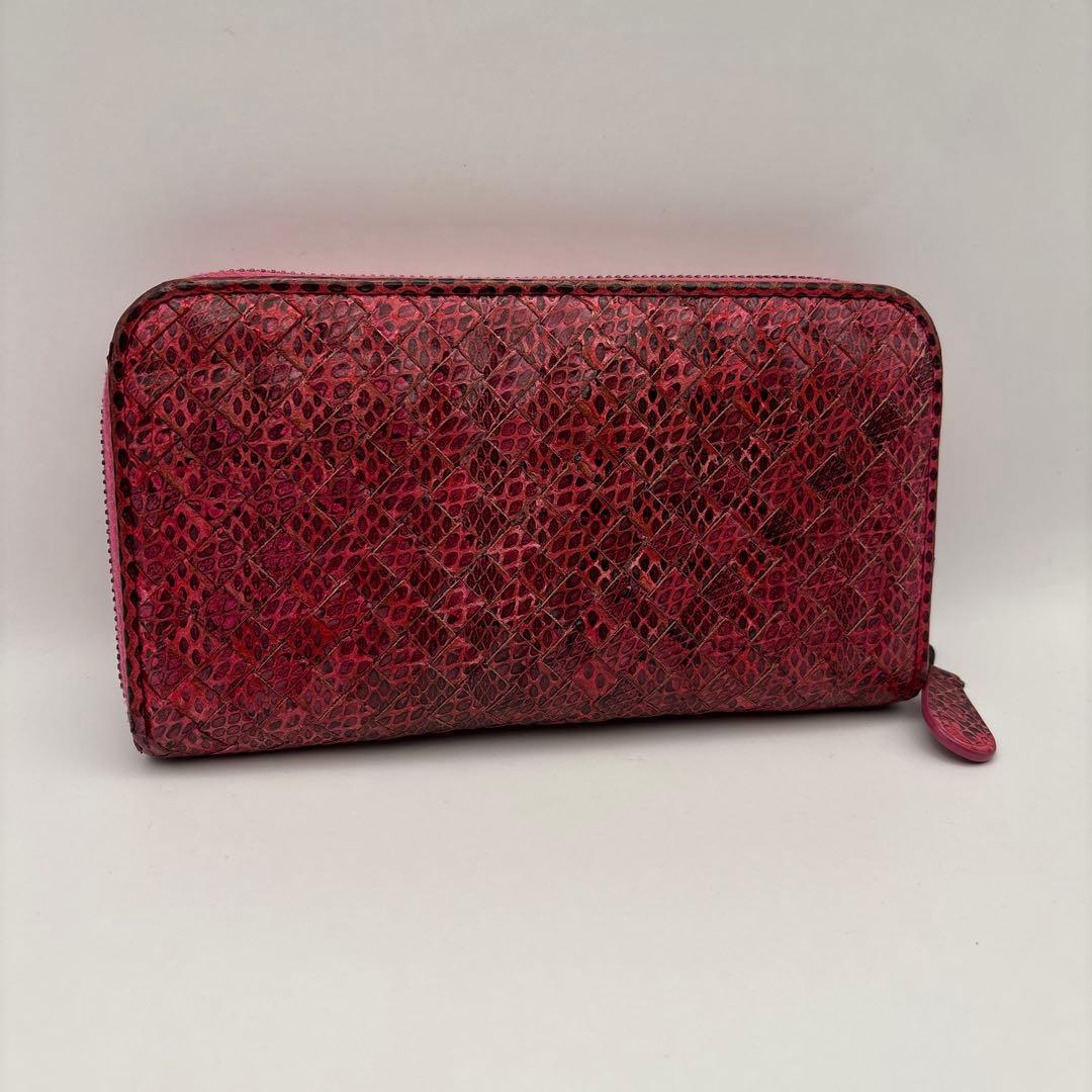 ◆正規品◆ボッティガヴェネタイントレチャート ラウンドファスナー長財布パイソン