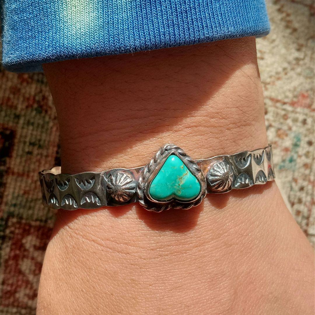 ハートターコイズ　シルバー925 バングル