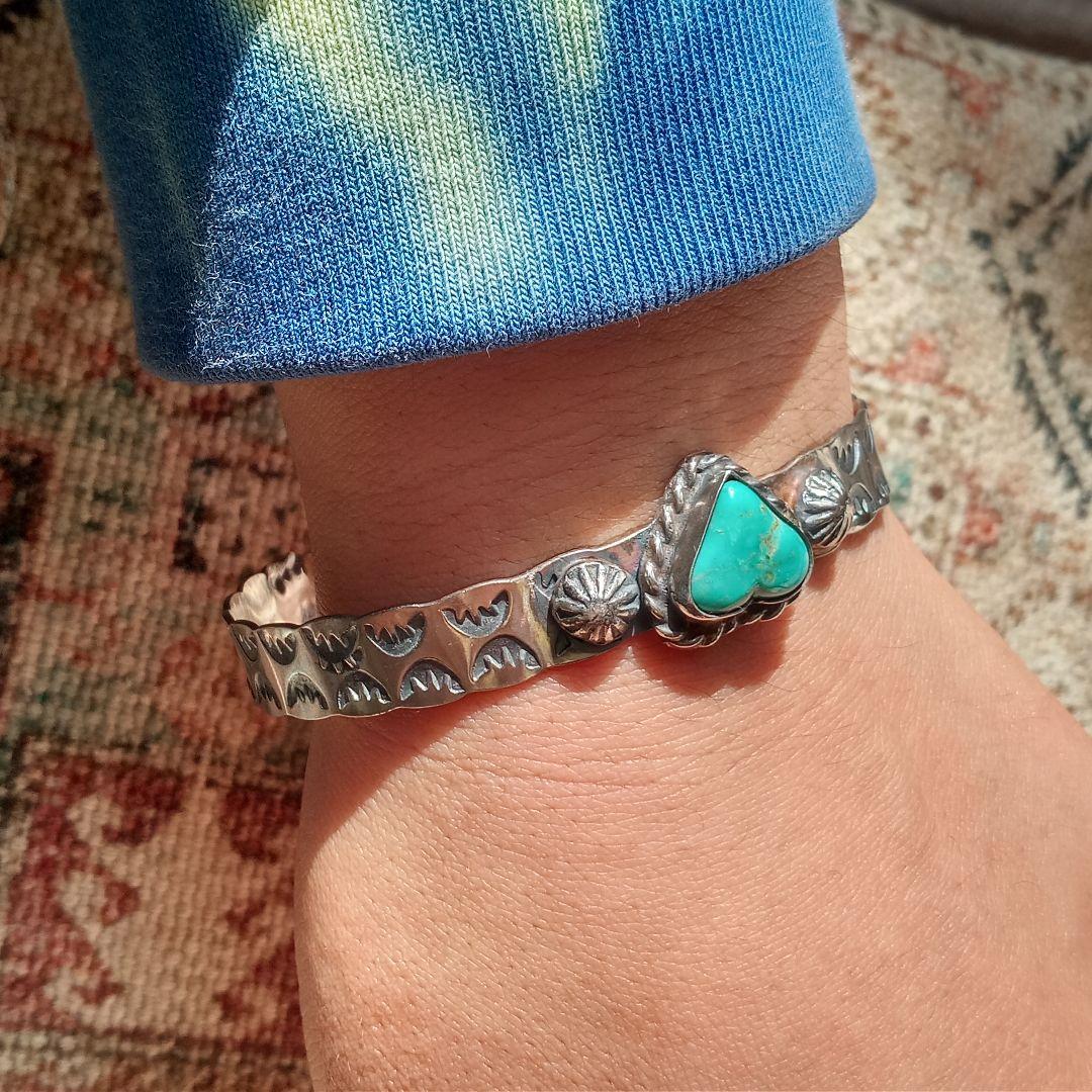 ハートターコイズ　シルバー925 バングル