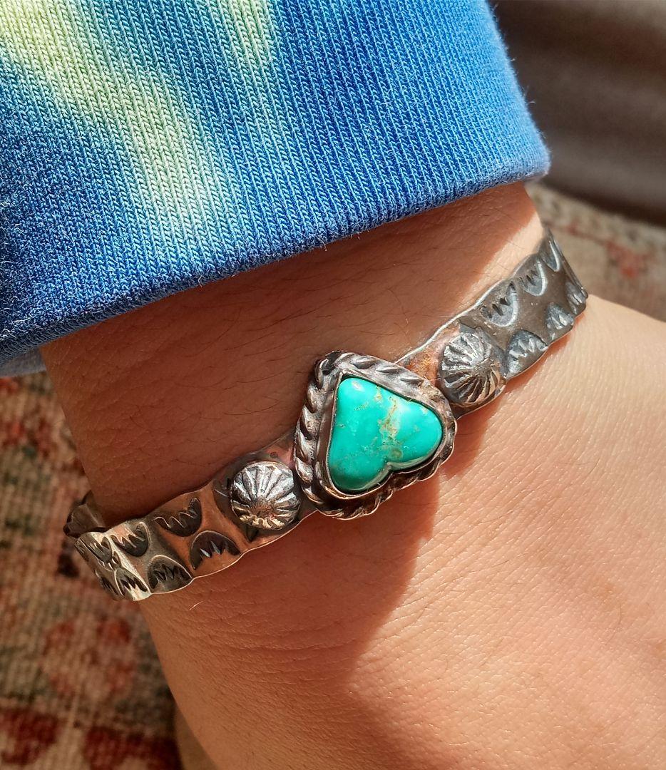 ハートターコイズ　シルバー925 バングル