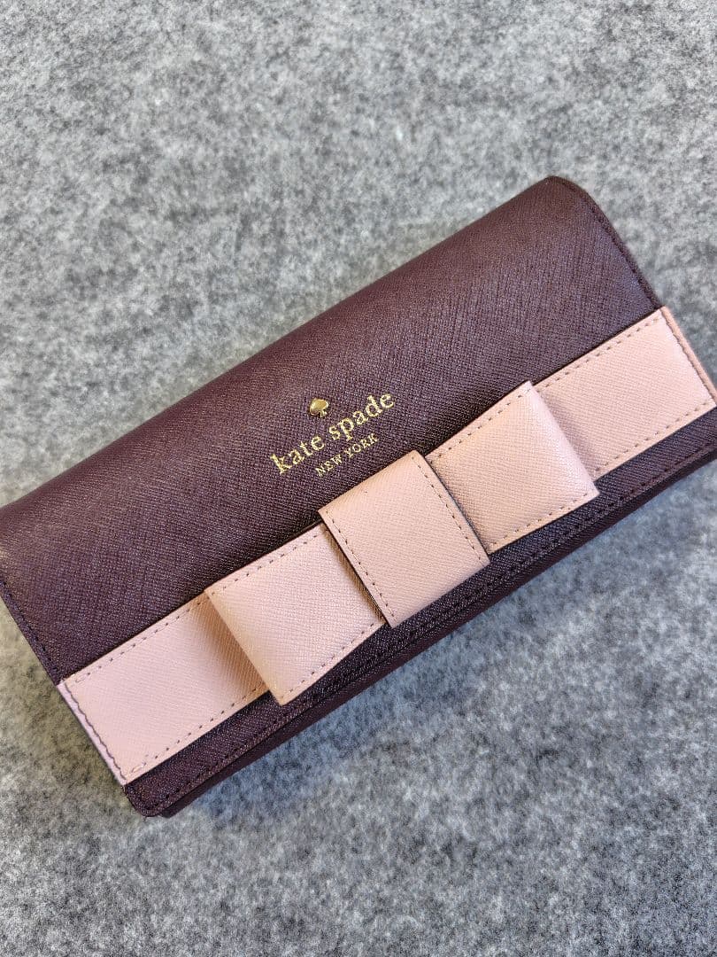kate spade リボン付き長財布 パープル/ピンク　未使用品