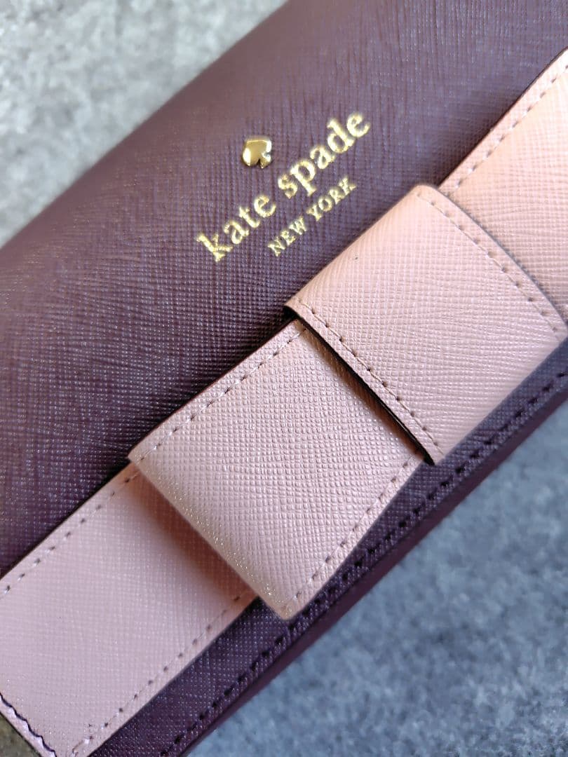 kate spade リボン付き長財布 パープル/ピンク　未使用品
