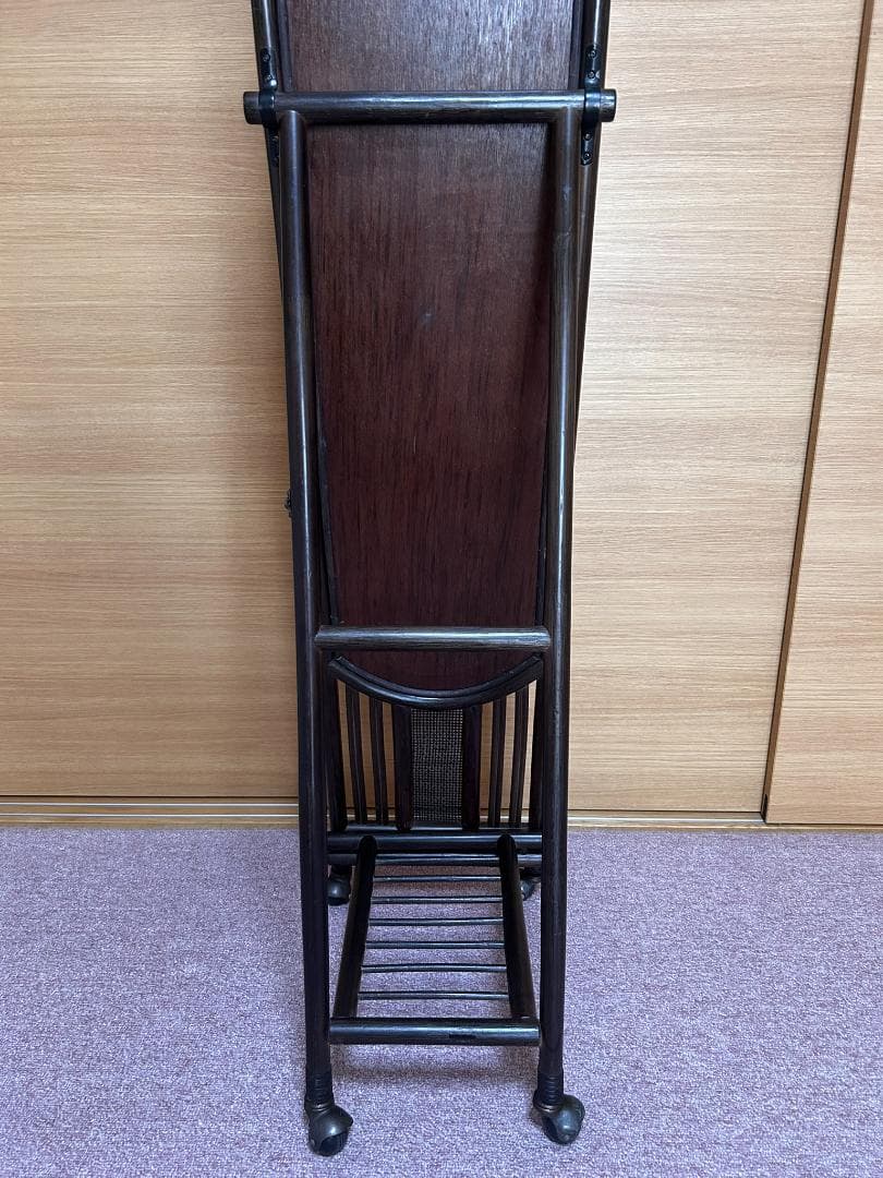 レトロ　ヴィンテージ　モダン　ラタン　姿見　全身鏡　スタンドミラー