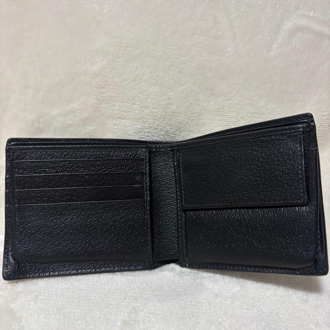 早い者勝ち！美品！GUCCI 二つ折り財布 GGマーモント グッチ レザー 黒