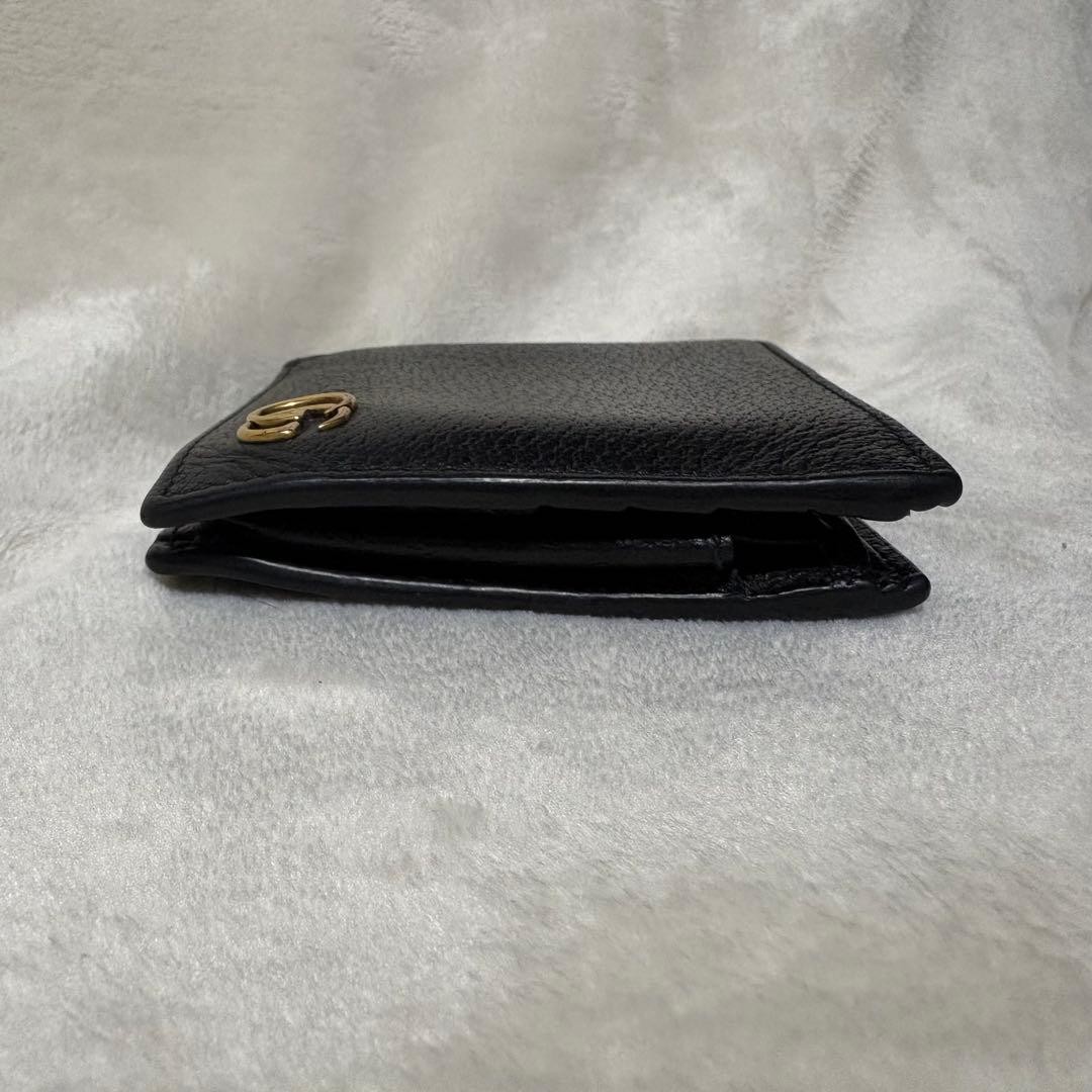 早い者勝ち！美品！GUCCI 二つ折り財布 GGマーモント グッチ レザー 黒