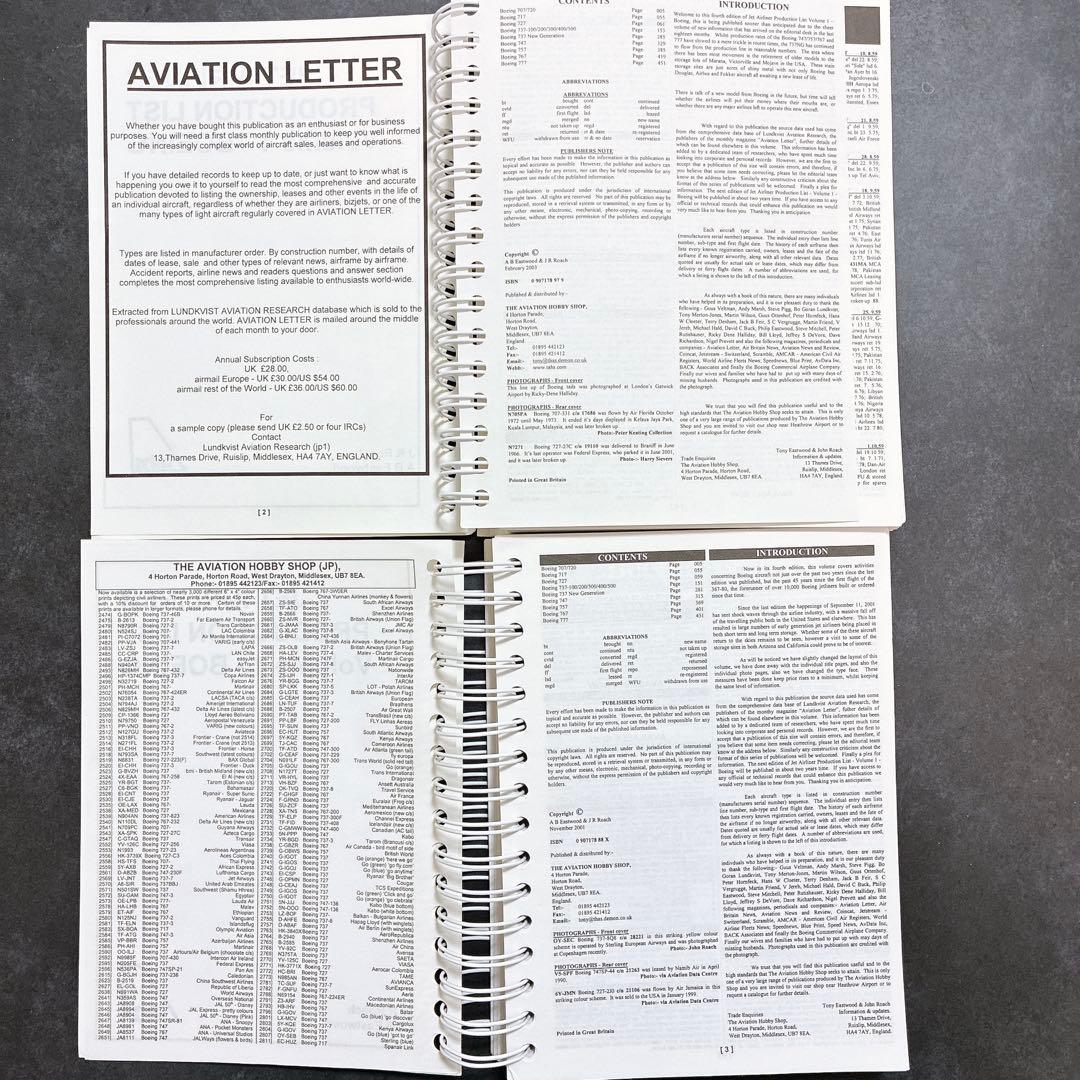 航空機資料 4冊まとめ ボーイング旅客機データ 空域資料 航空史 研究参考用 本