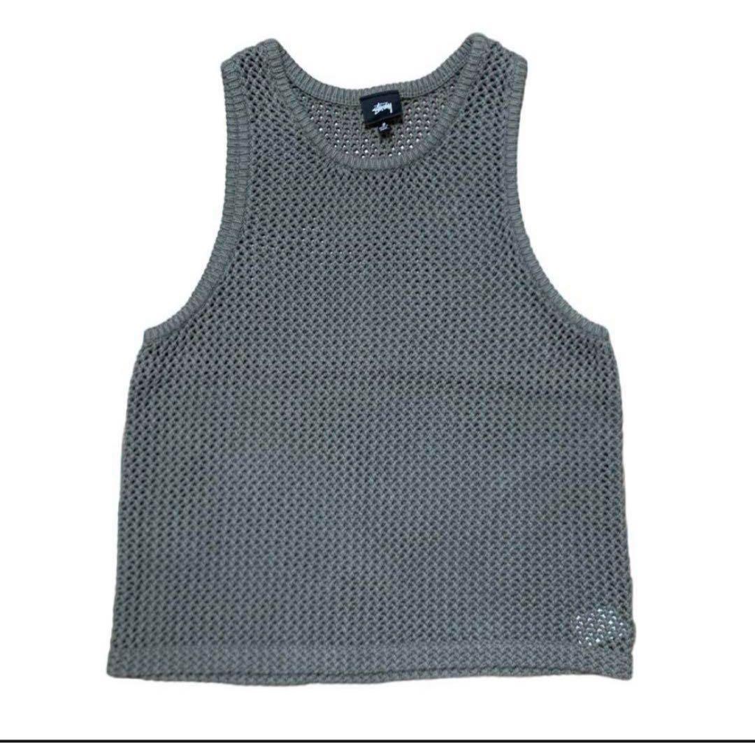 Stussy メッシュ編みタンクトップ グレーodyed mesh tank