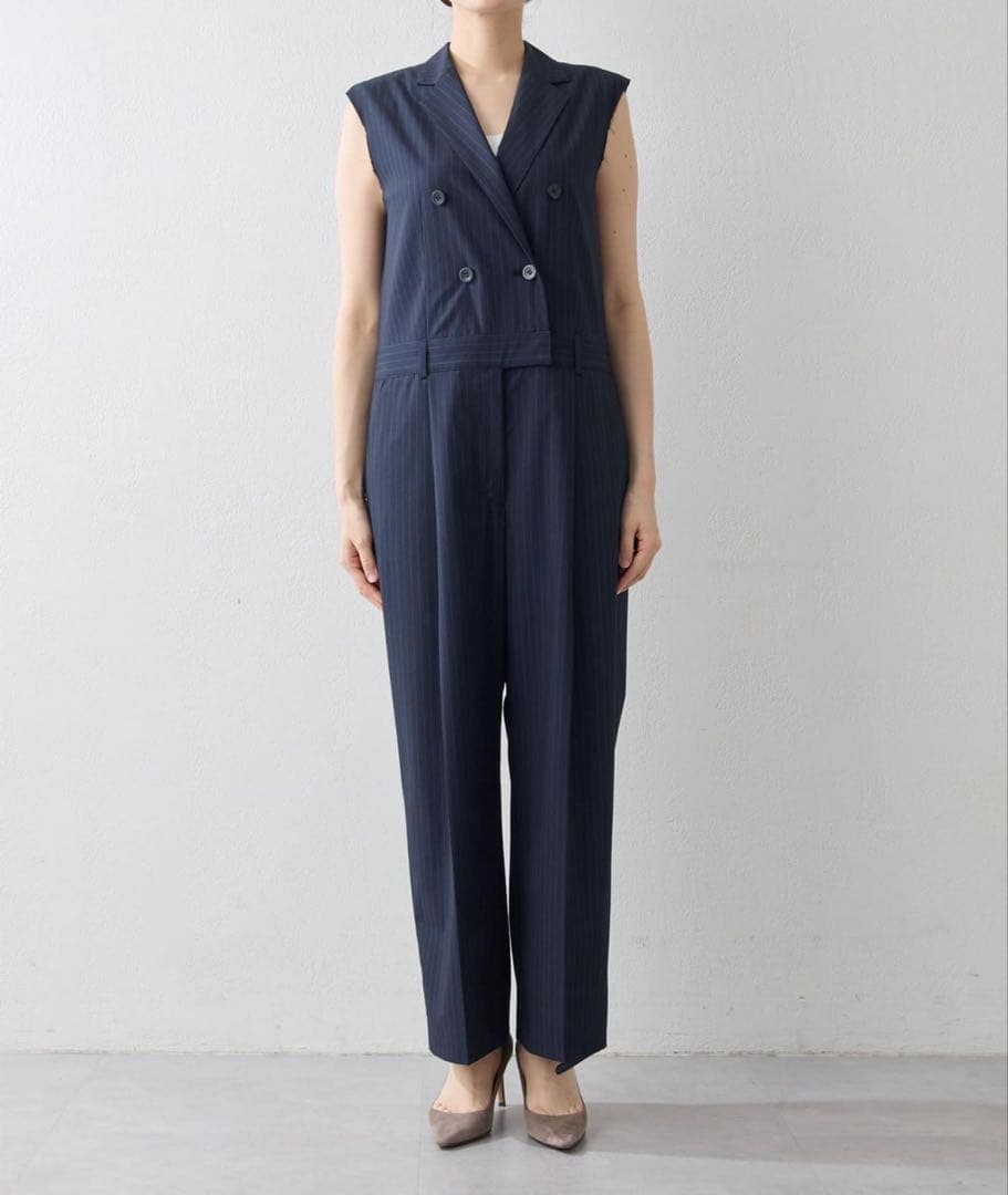 Whim Gazette ＜コラボ＞テーラーカラーノースリーブジャンプスーツ