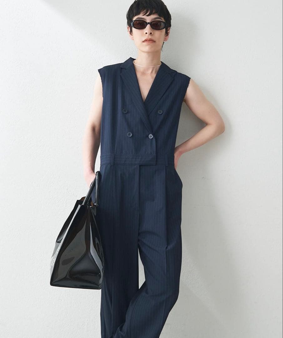 Whim Gazette ＜コラボ＞テーラーカラーノースリーブジャンプスーツ