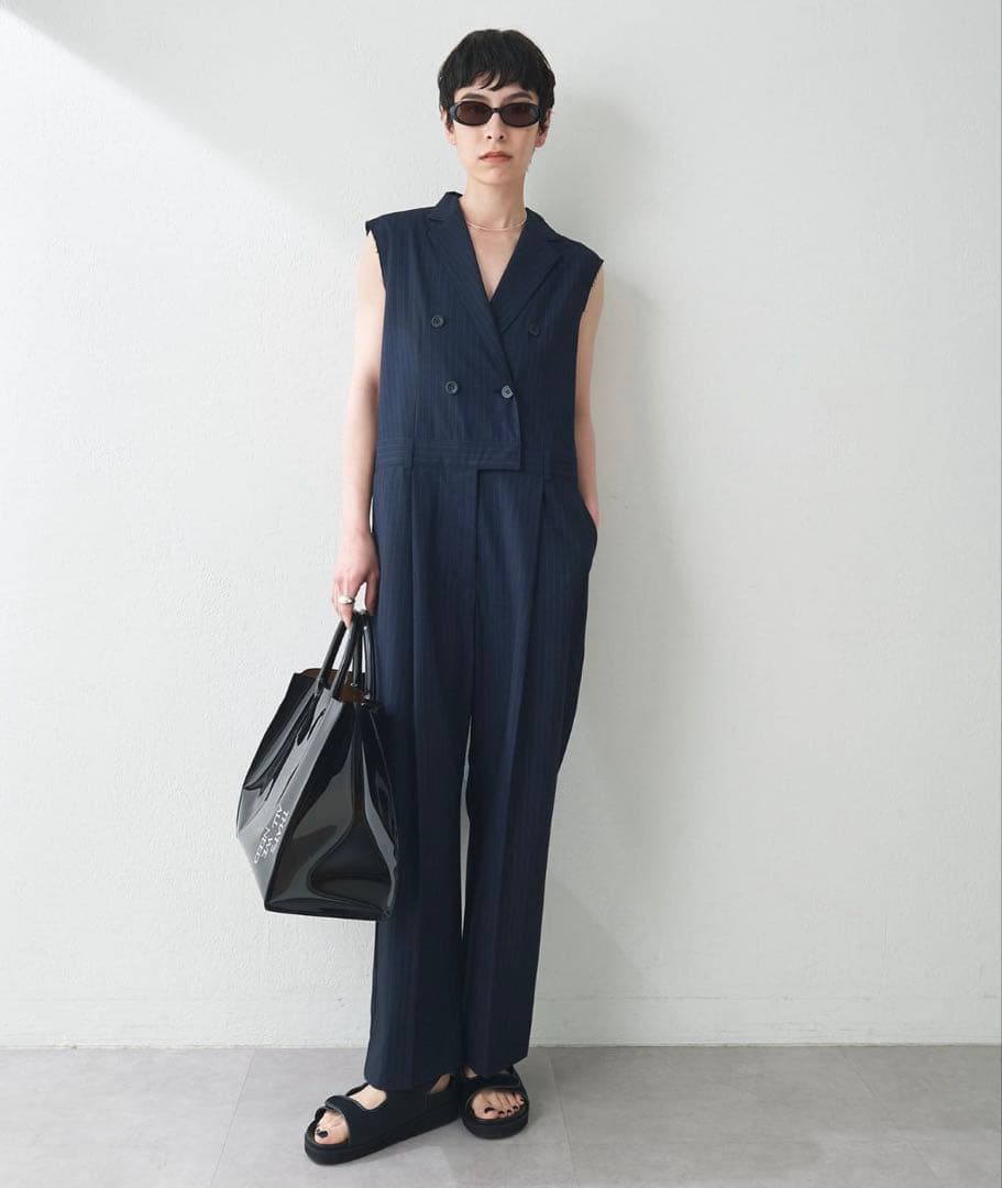 Whim Gazette ＜コラボ＞テーラーカラーノースリーブジャンプスーツ