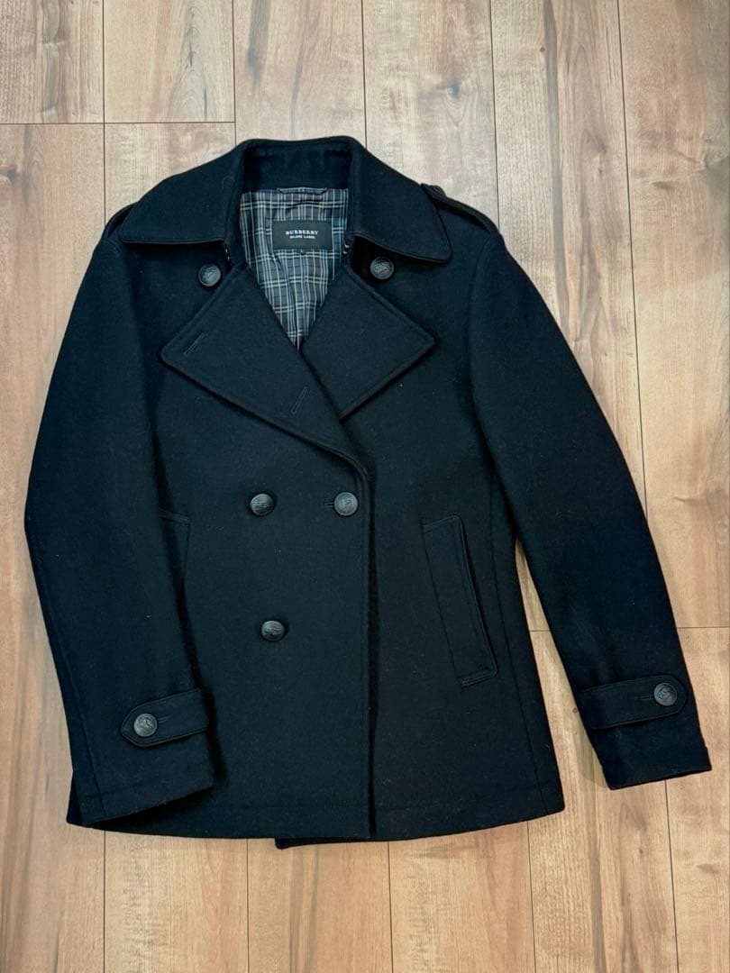 限定値引１６日迄　バーバリー　ブラックレーベル ピーコート ナポレオン 濃紺　Ｌ