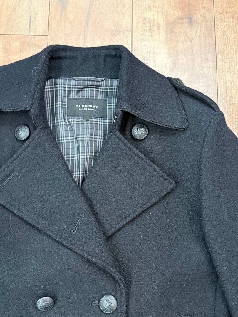限定値引１６日迄　バーバリー　ブラックレーベル ピーコート ナポレオン 濃紺　Ｌ