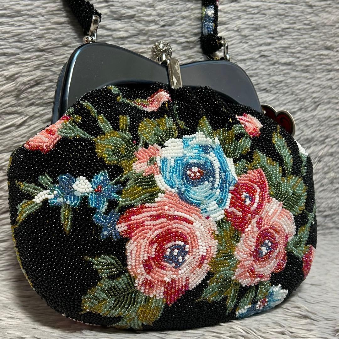 手刺繍ビーズバッグ 和装小物　和装ビーズバッグ　ハンドメイド　未使用品