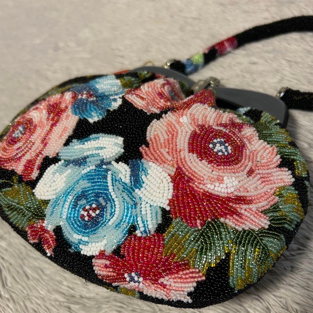 手刺繍ビーズバッグ 和装小物　和装ビーズバッグ　ハンドメイド　未使用品