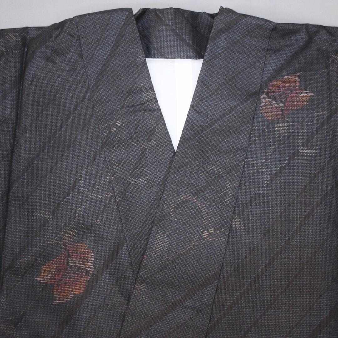 M01-2 新品保管品 正絹 本場大島紬 二部式着物 紺 唐花