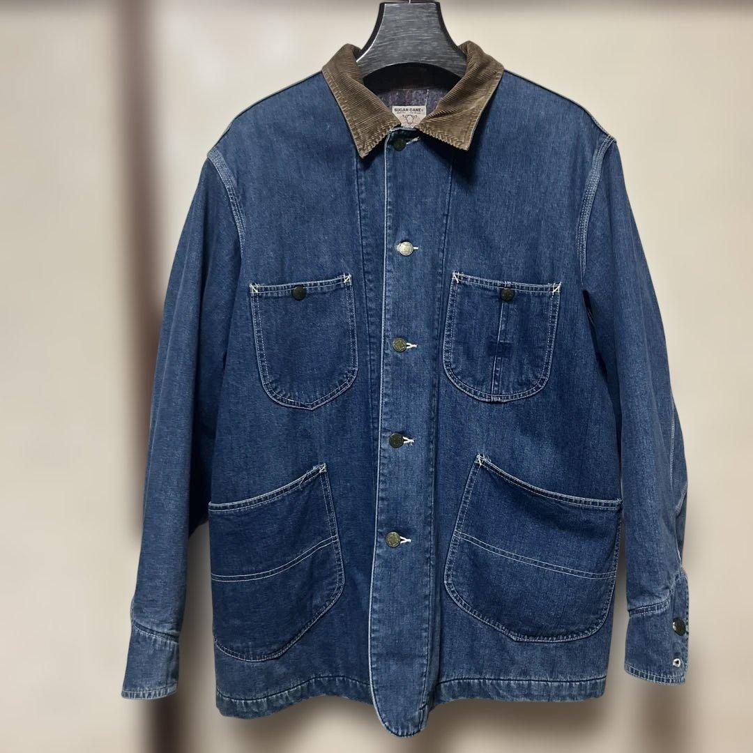 SUGAR CANE デニムカバーオール コーデュロイ襟 ブランケット付き