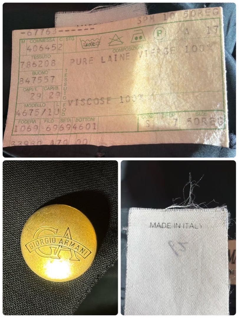 【極美品】ジョルジオアルマーニ 紺ブレ 金ボタン ヴァージンウール 50サイズ