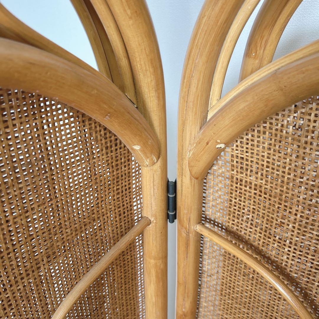 昭和レトロ エスニック ラタン 4連 パーテーション 間仕切り 仕切り