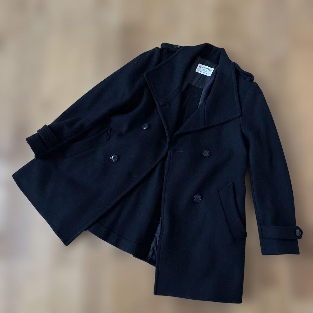 フレームワーク　黒 ウール ピーコート　　カシミア　38