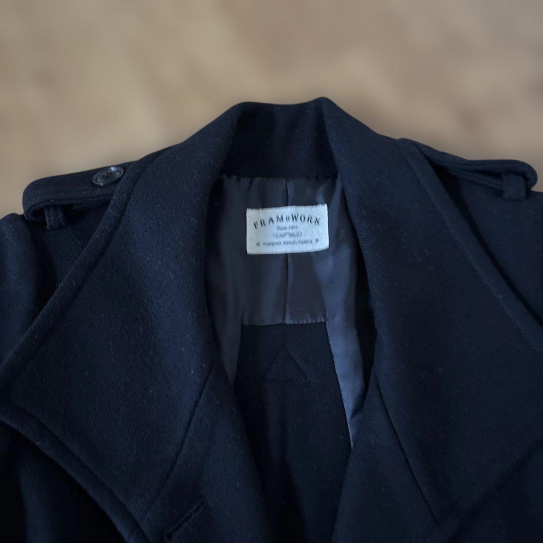 フレームワーク　黒 ウール ピーコート　　カシミア　38