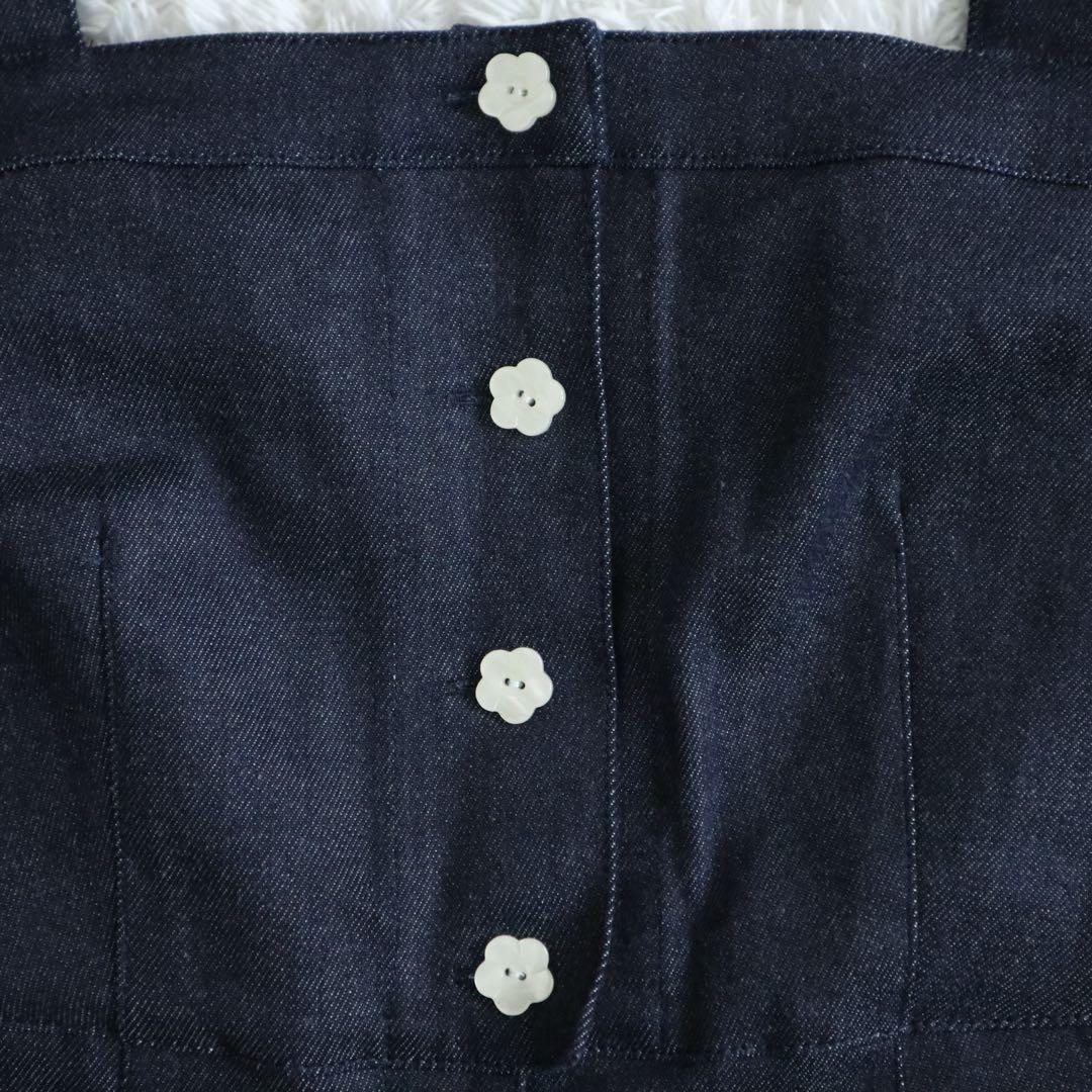 25SS★MEER. デニムオールインワン フラワーボタン インディゴ M