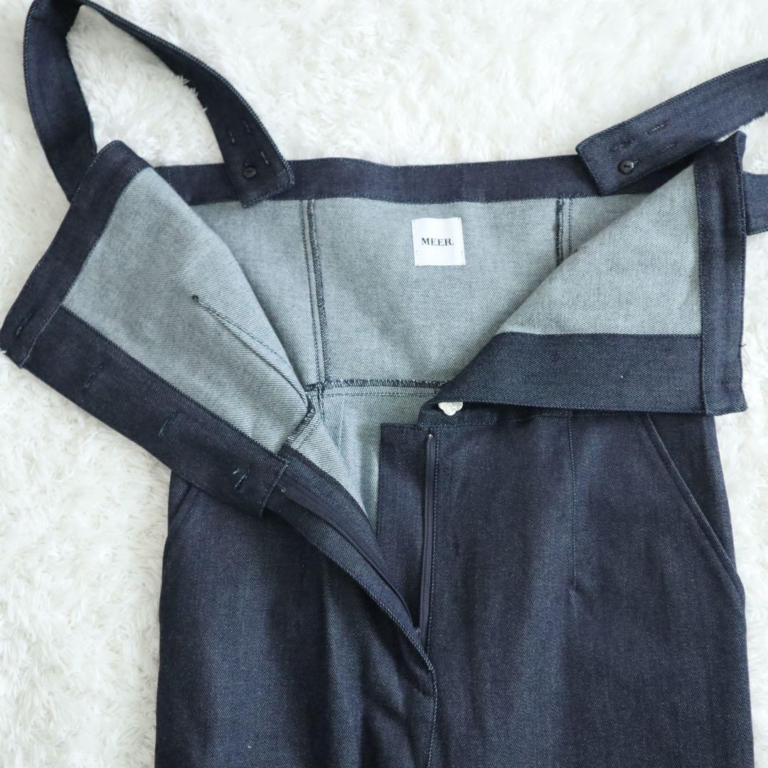 25SS★MEER. デニムオールインワン フラワーボタン インディゴ M