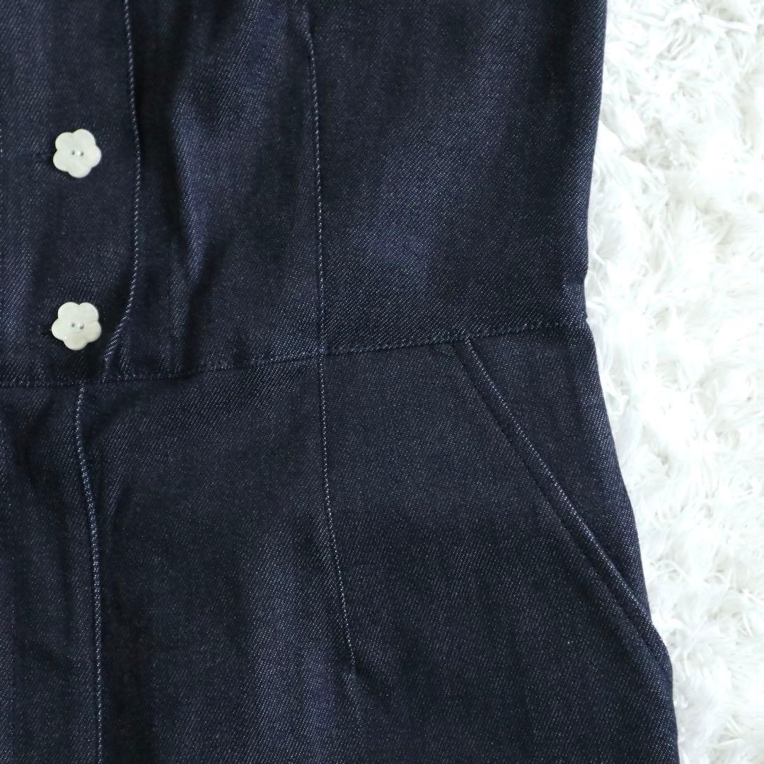 25SS★MEER. デニムオールインワン フラワーボタン インディゴ M