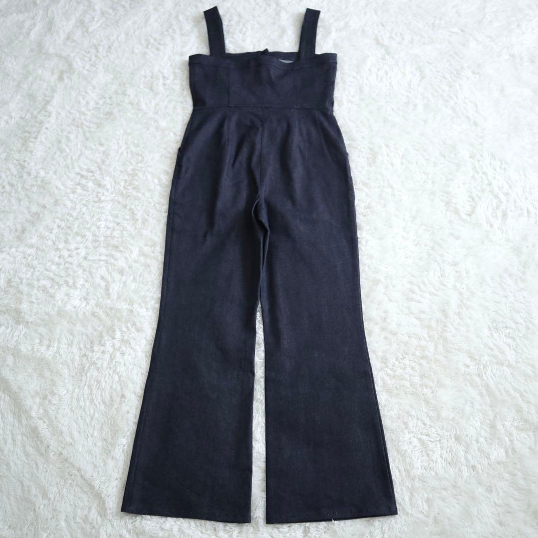 25SS★MEER. デニムオールインワン フラワーボタン インディゴ M