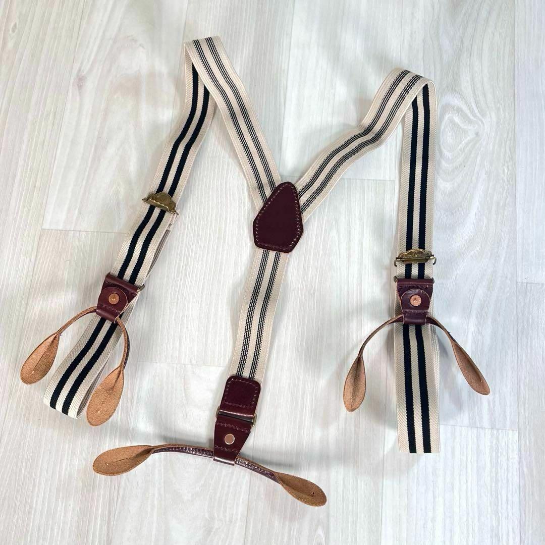【極美品】GLAD HAND/グラッドハンド　サスペンダー　レザー　ロゴ入り