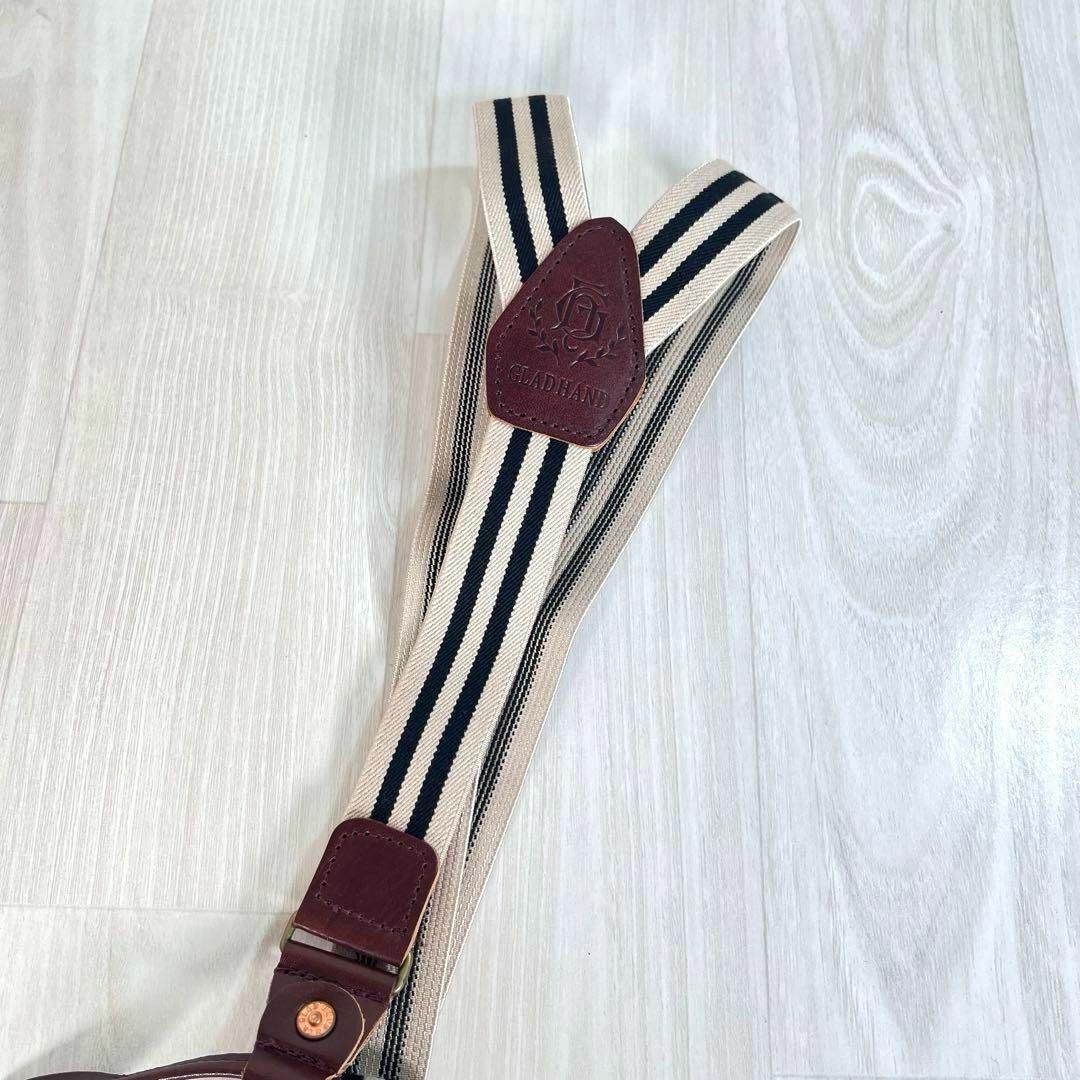 【極美品】GLAD HAND/グラッドハンド　サスペンダー　レザー　ロゴ入り