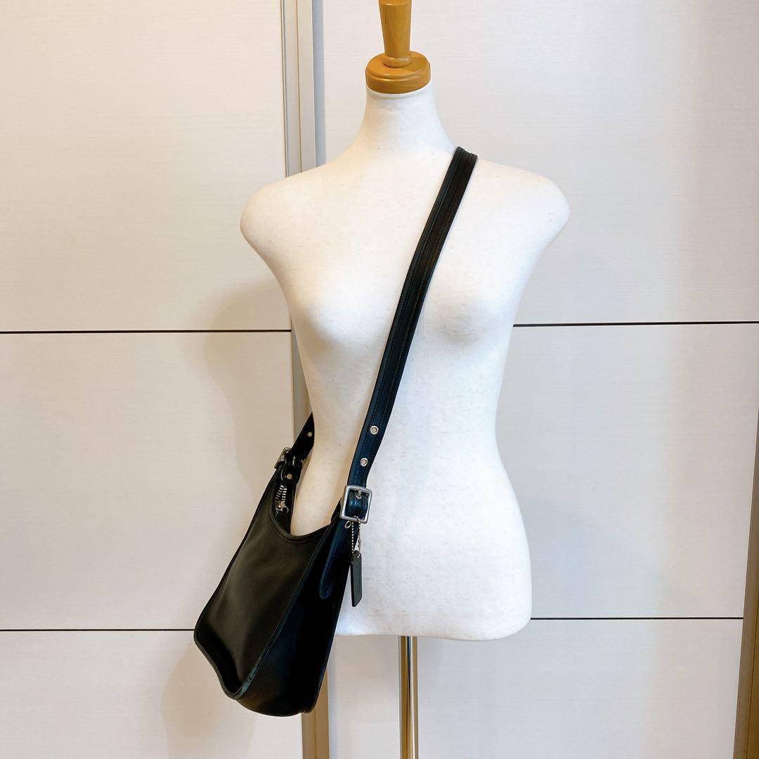 9950 COACH オールドコーチ ショルダーバッグ 黒レザー 斜め掛けバッグ