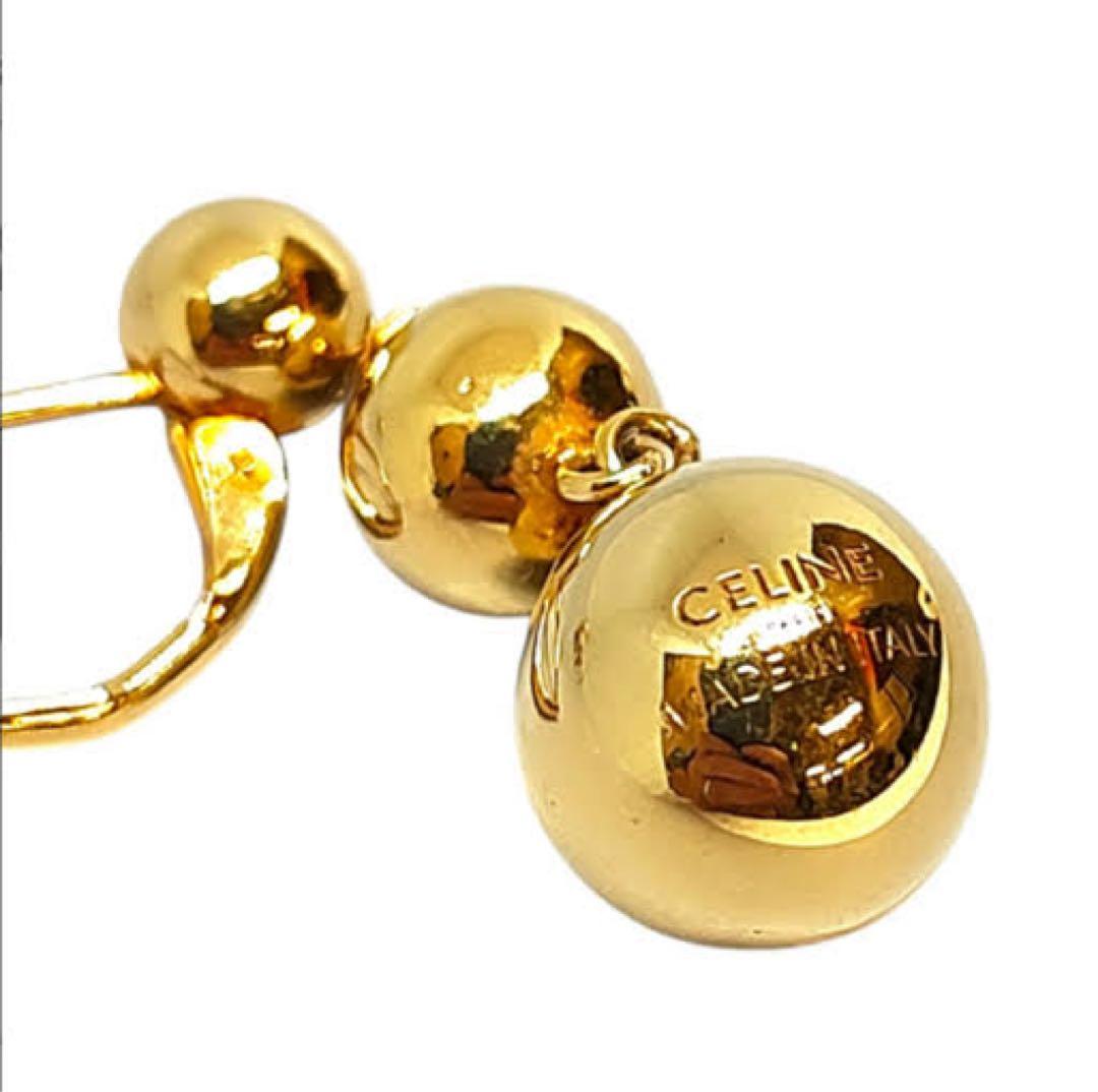 CELINE ボール ピアス 3連 ゴールド