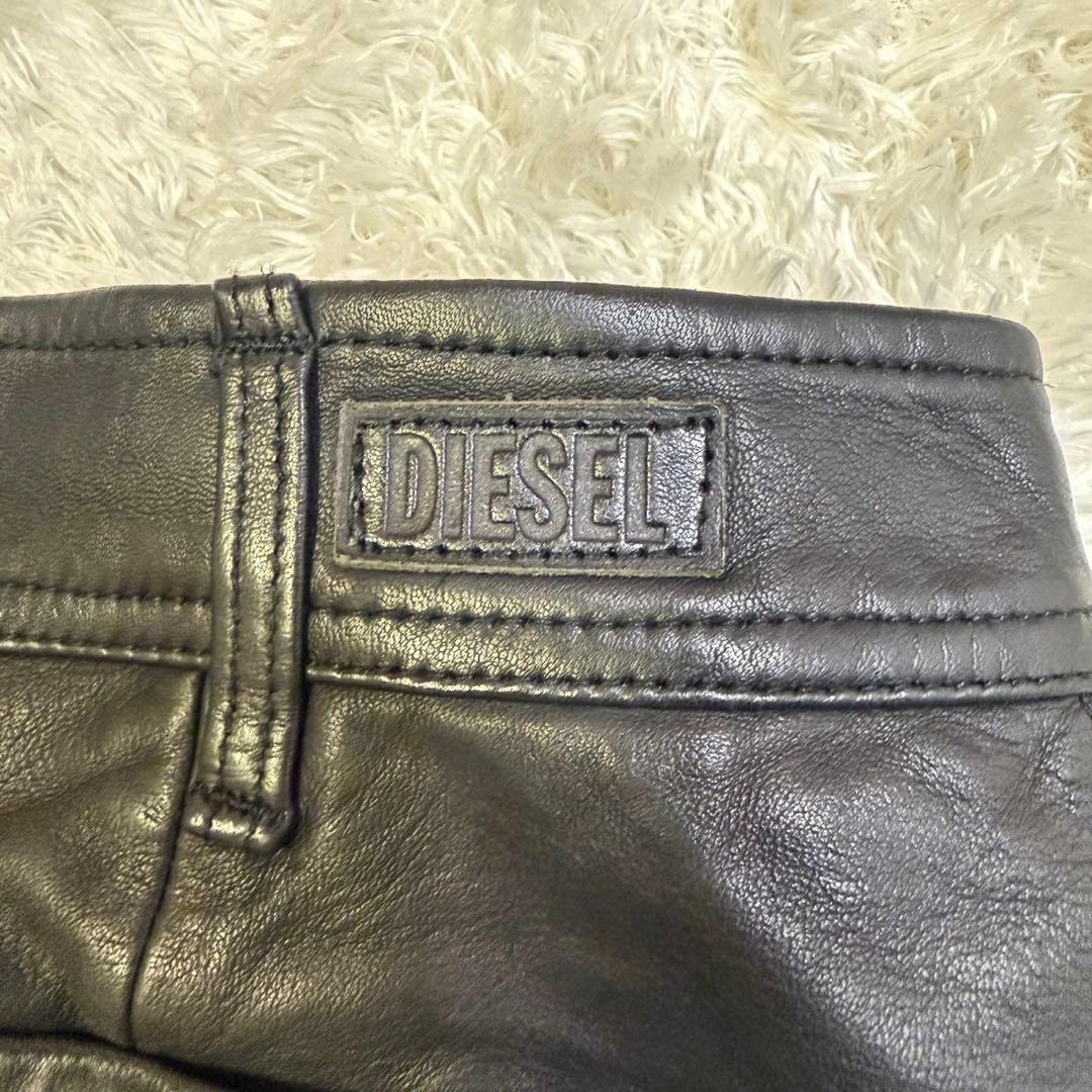 【DIESEL】26 レザーショートパンツ 羊革 ブラック レディース