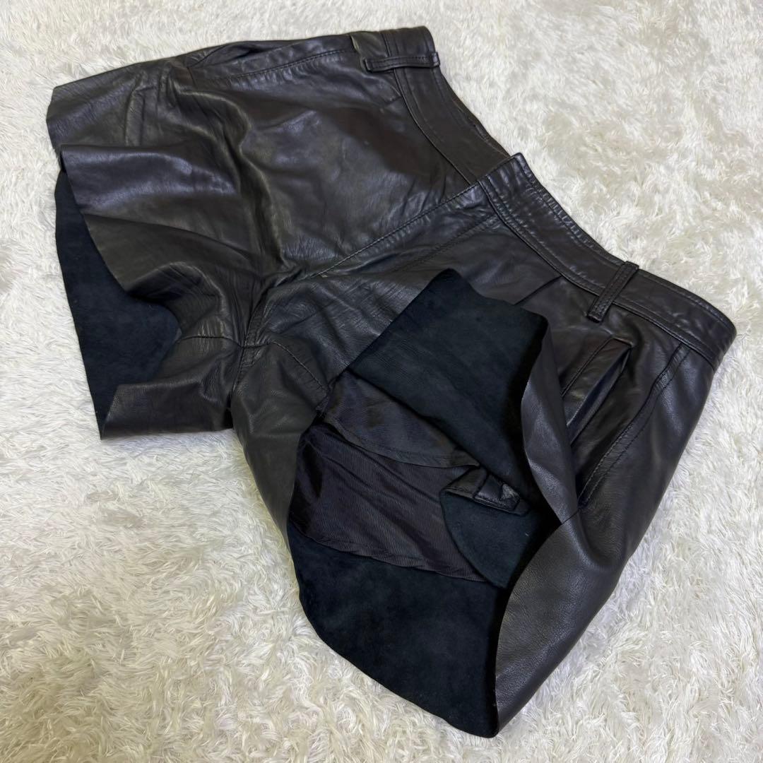 【DIESEL】26 レザーショートパンツ 羊革 ブラック レディース
