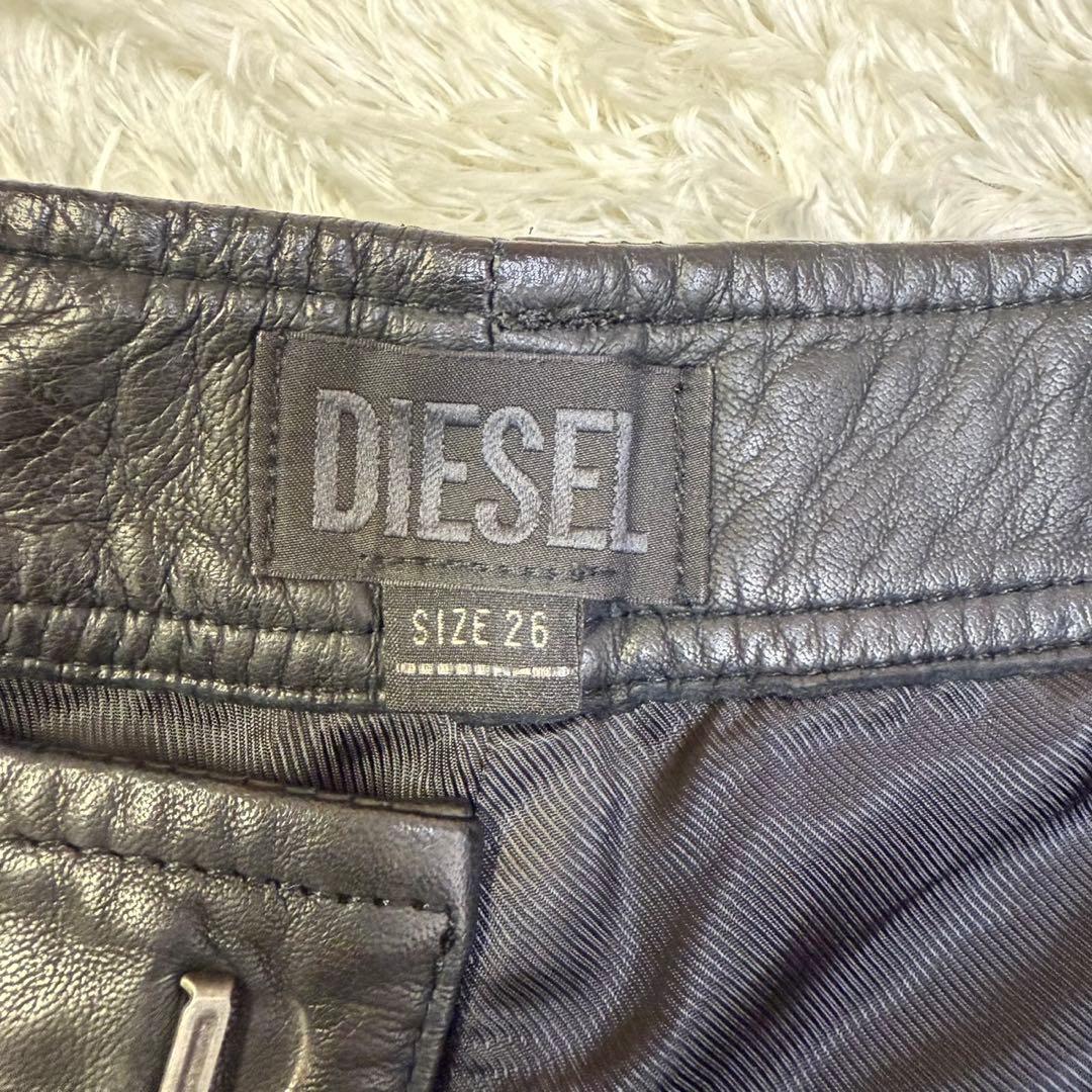 【DIESEL】26 レザーショートパンツ 羊革 ブラック レディース