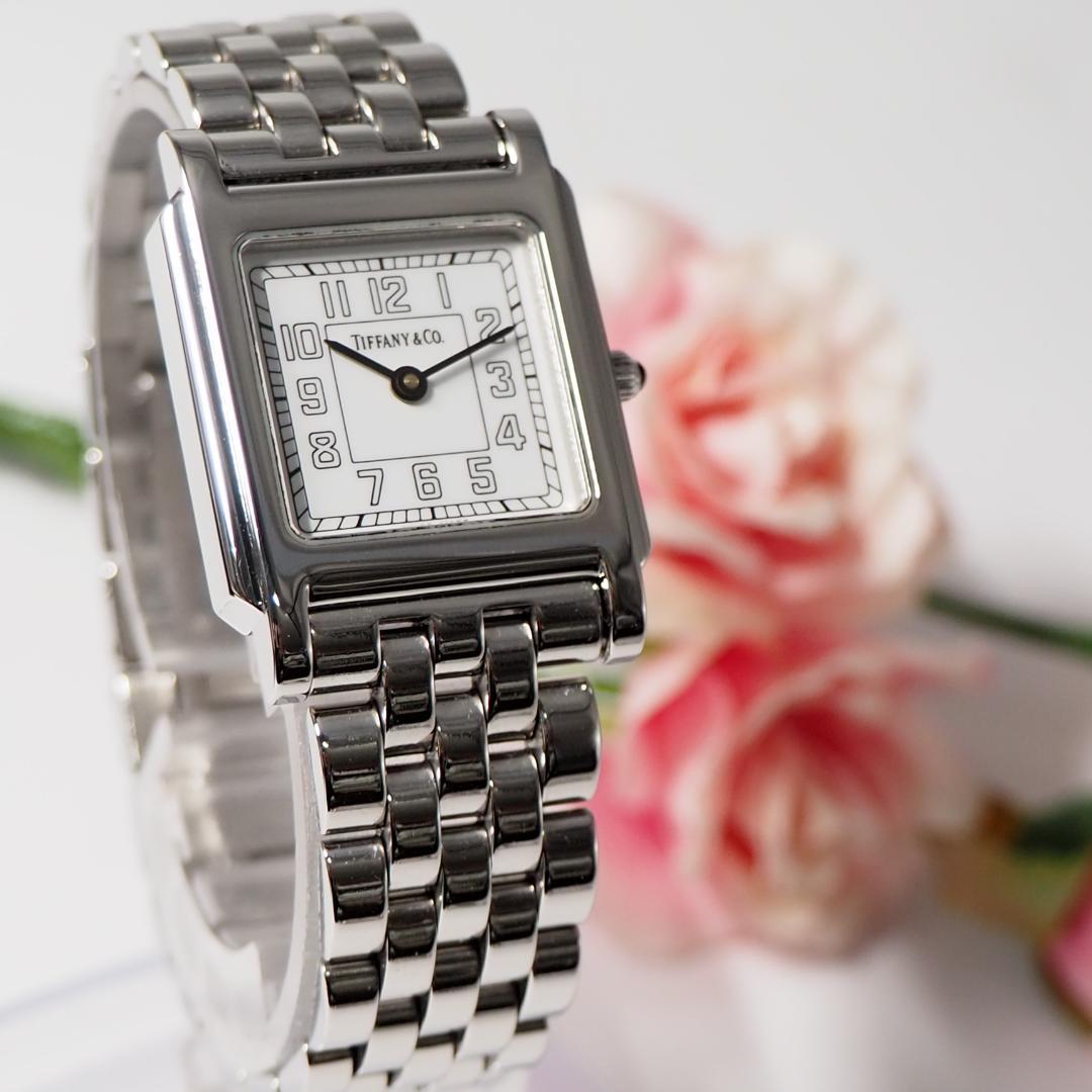 美品 ティファニー TIFFANY&CO クラシック スクエア 腕時計 H546
