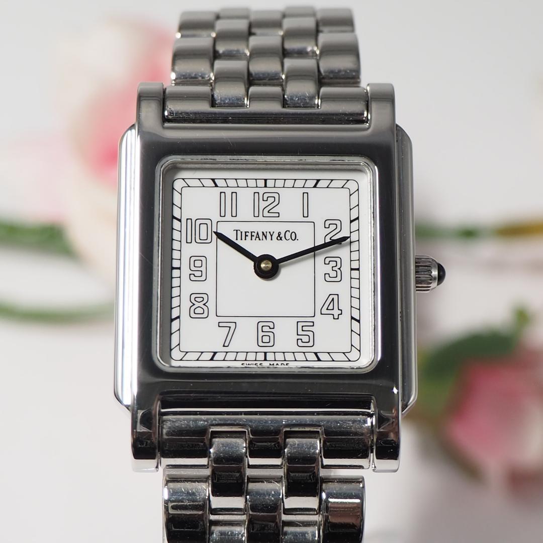 美品 ティファニー TIFFANY&CO クラシック スクエア 腕時計 H546