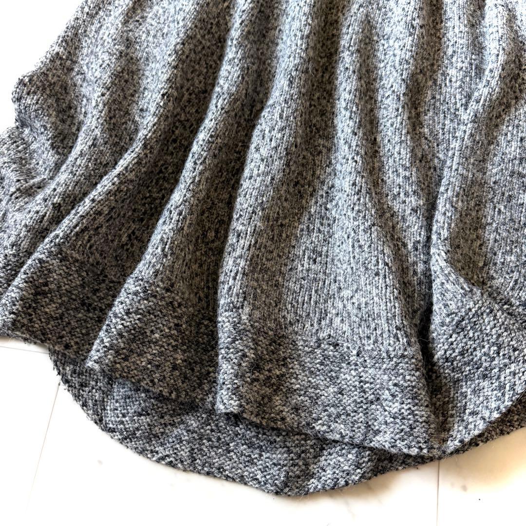 美品 セオリー タートルネック ニットポンチョ ミックスグレー