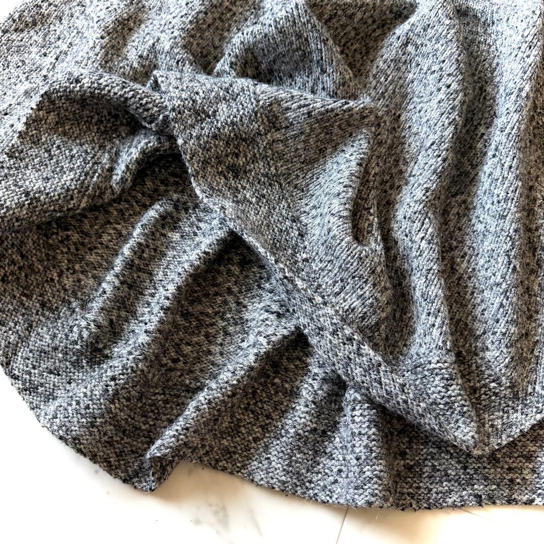 美品 セオリー タートルネック ニットポンチョ ミックスグレー