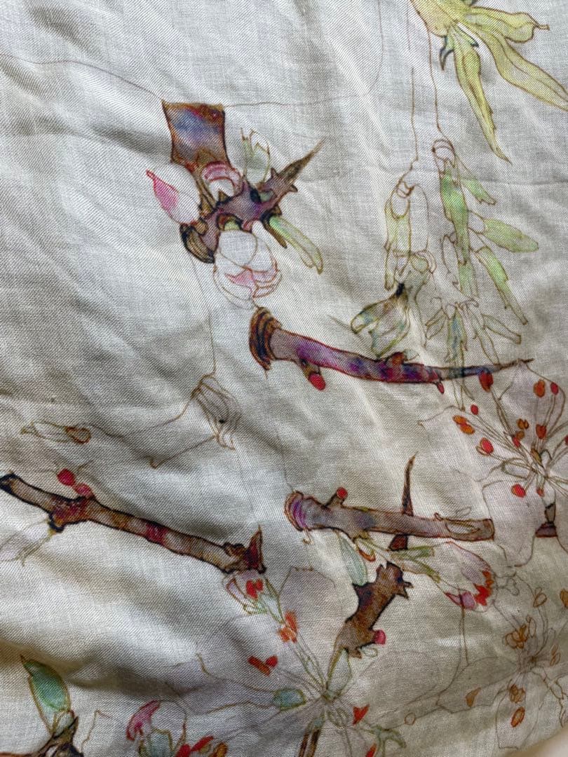 【極美品】LOEWE ロエベ 花柄　ストール　クリーム＆ブラック　カシミヤ入り