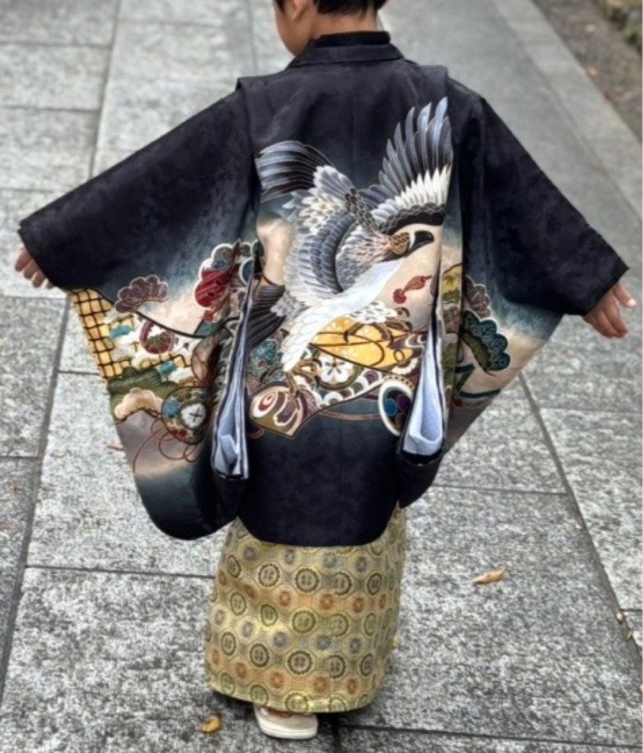 七五三 伝統衣装 鶴と花の刺繍　　14点セット