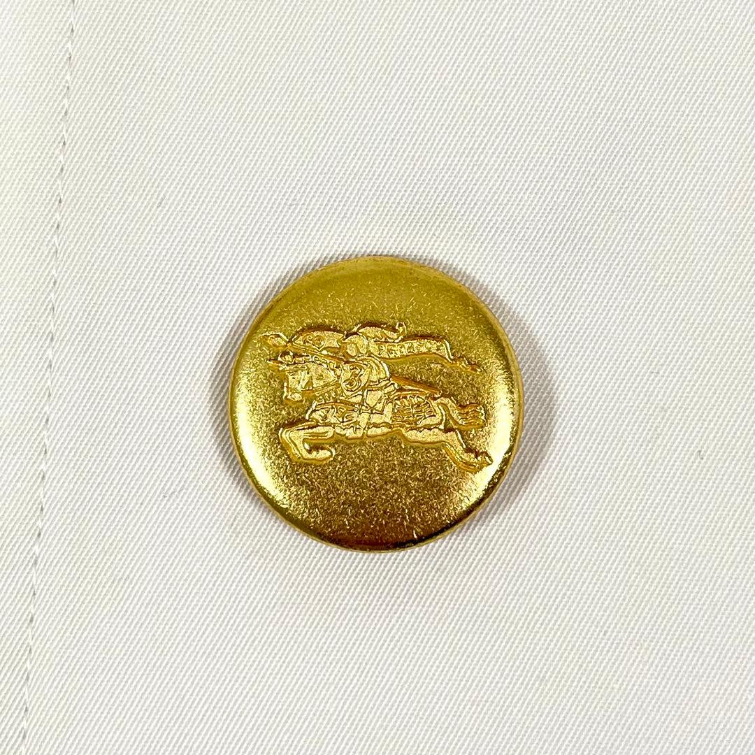 バーバリーズ ステンカラーコート スプリング ノバチェック 金ボタン 白