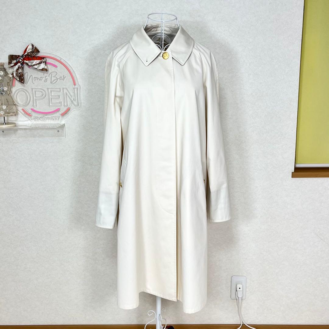 バーバリーズ ステンカラーコート スプリング ノバチェック 金ボタン 白