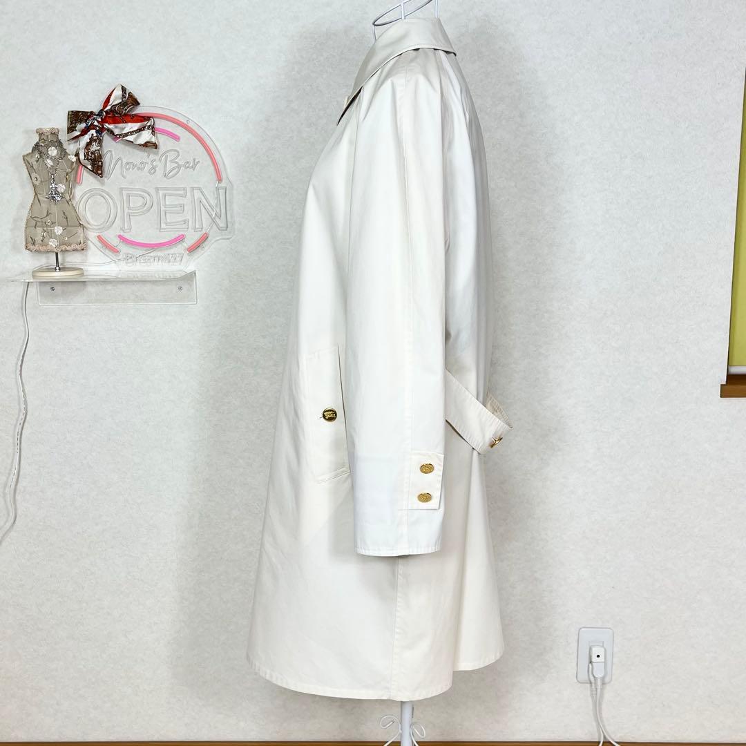 バーバリーズ ステンカラーコート スプリング ノバチェック 金ボタン 白