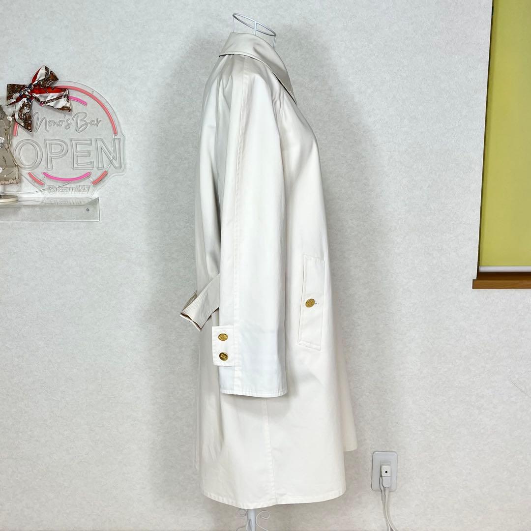 バーバリーズ ステンカラーコート スプリング ノバチェック 金ボタン 白
