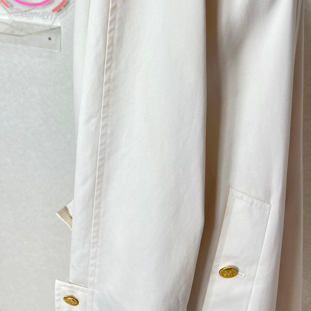 バーバリーズ ステンカラーコート スプリング ノバチェック 金ボタン 白