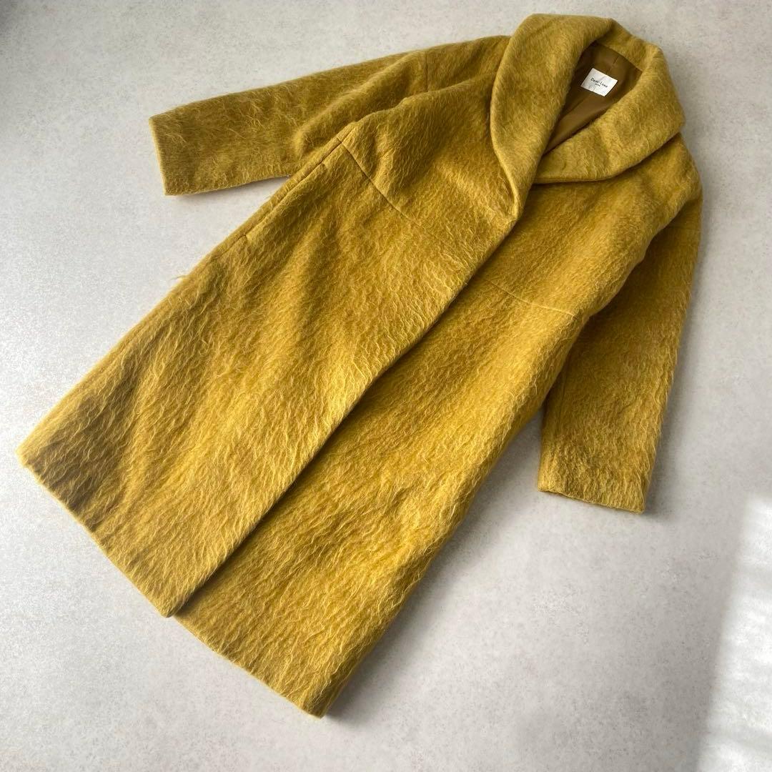 美品 デミルクスビームス シャギー ショールカラー コート ミモザイエロー S