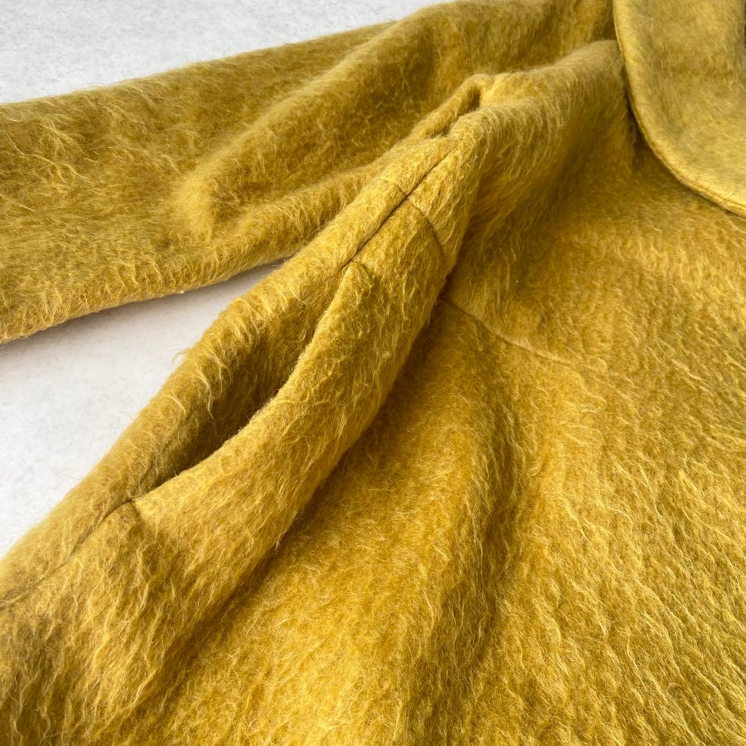 美品 デミルクスビームス シャギー ショールカラー コート ミモザイエロー S