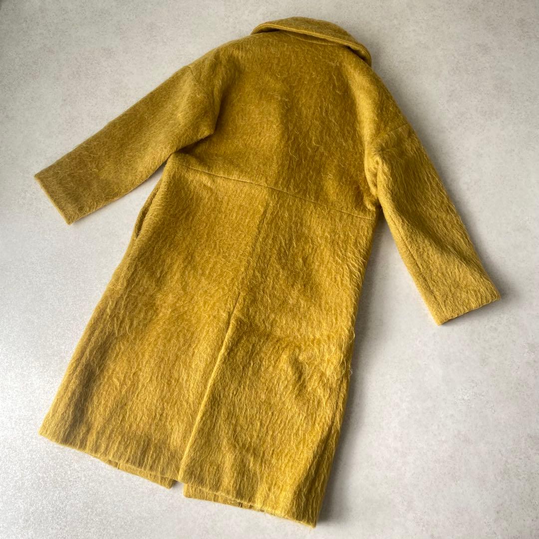美品 デミルクスビームス シャギー ショールカラー コート ミモザイエロー S
